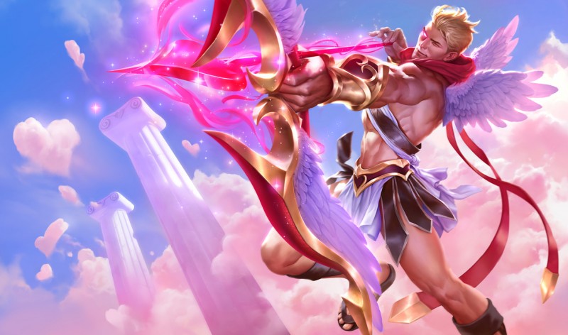 Varus, campeão do LoL em sua skin Cupido Mortal