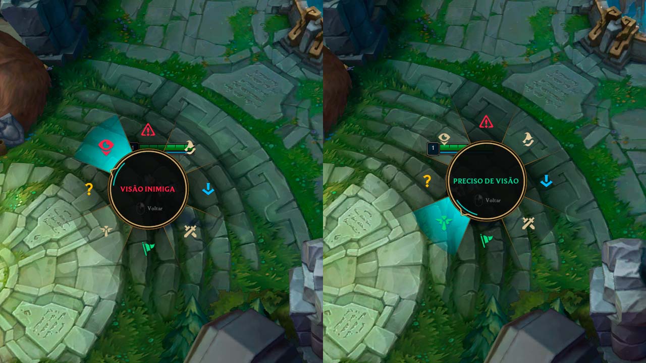 Imagem do tutorial de como pingar ward no LoL