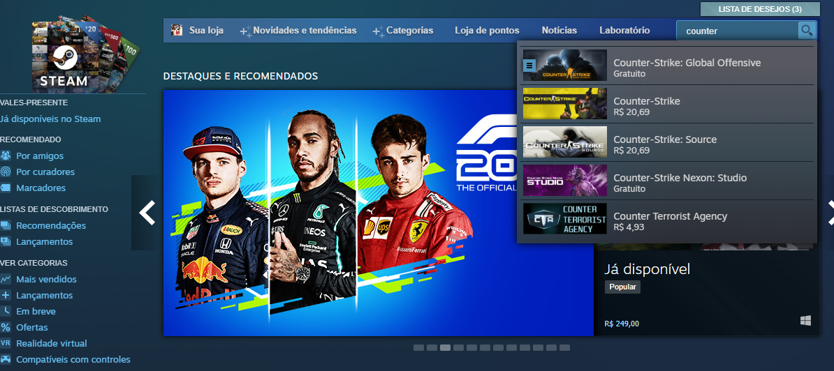 Foto da loja da Steam
