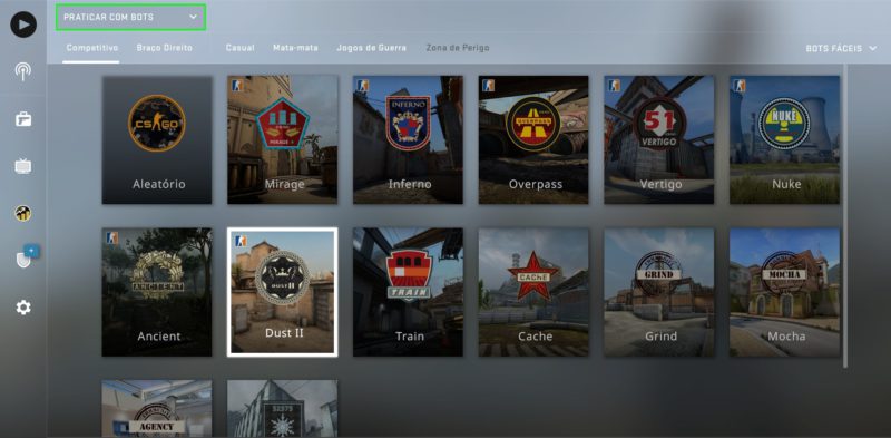 Imagem para indicar como abrir o server offline de CSGO