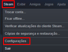 Como abrir as configurações da Steam