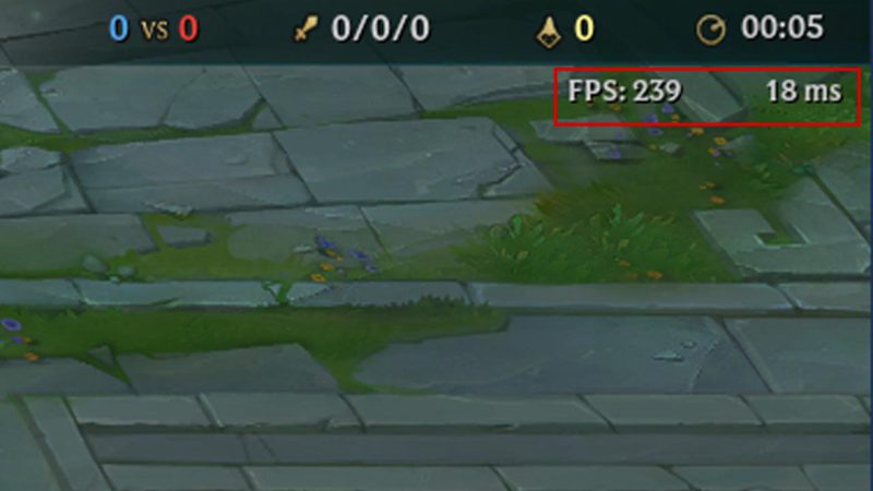 imagem mostrando o FPS no LoL