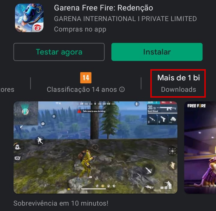Imagem para ilustrar a marca de 1 bilhão de downloads do Free Fire