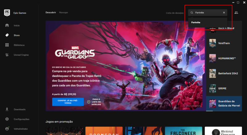 Passo 3 de como baixar o Fortnite