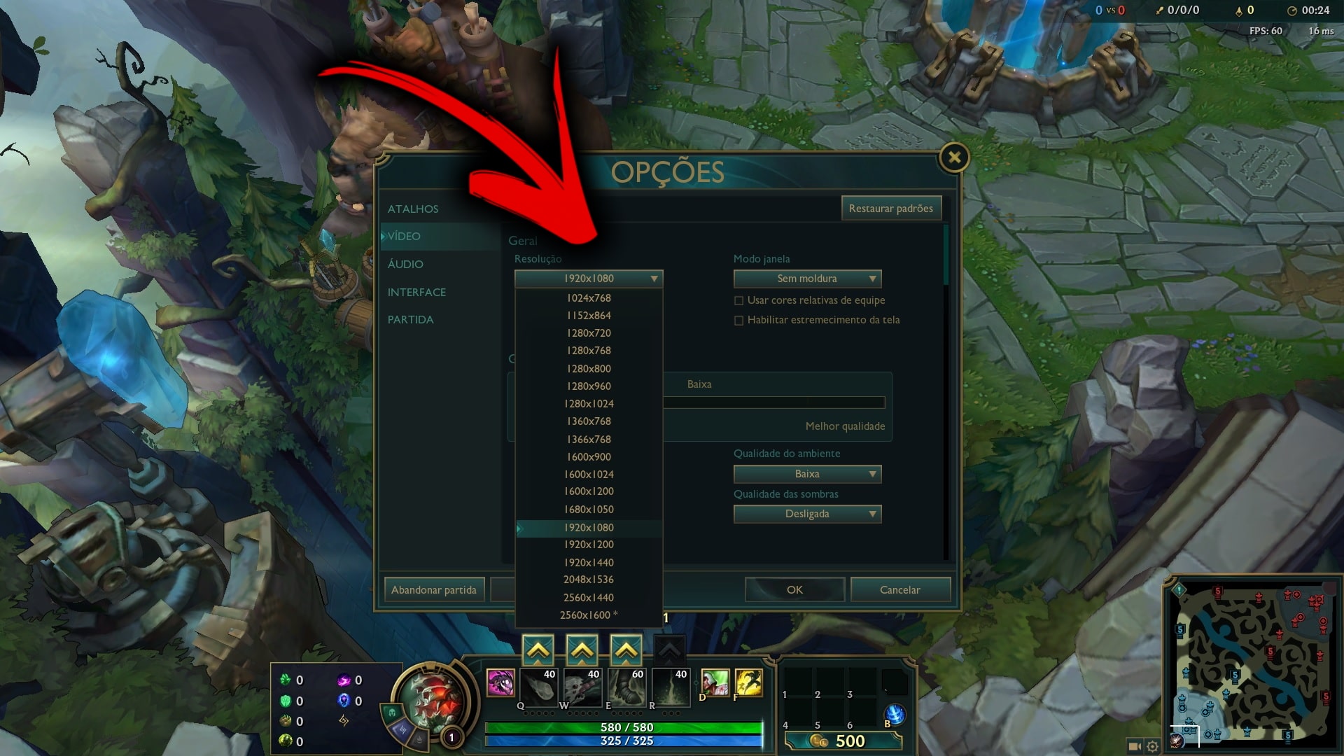 Resolução FPS LoL