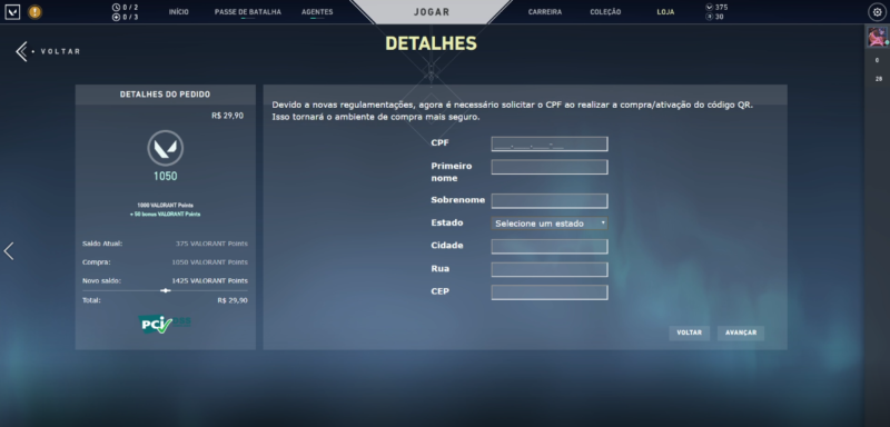 Passo 3 de Como comprar VP no VALORANT