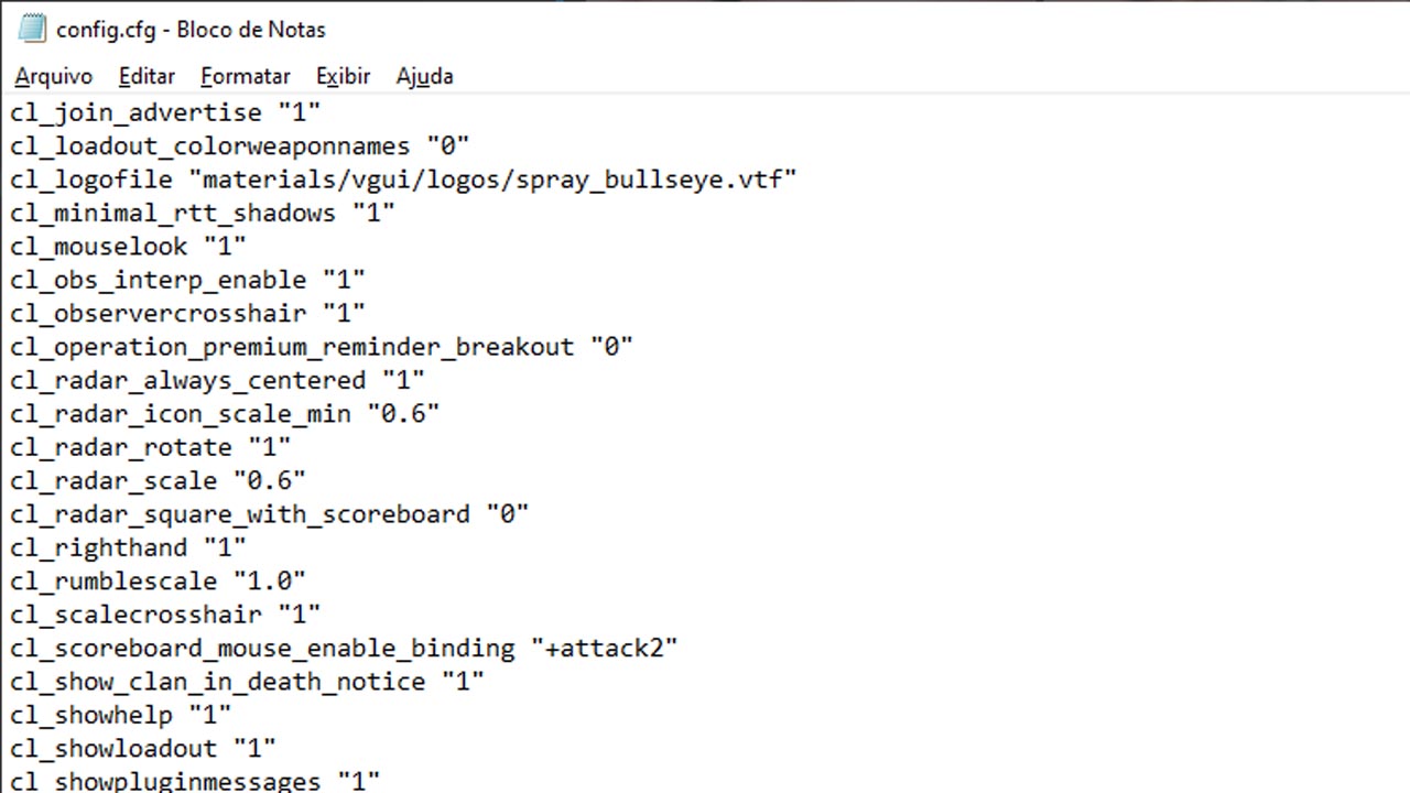 Imagem de uma cfg no CSGO