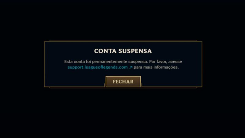 Imagem de conta suspensa no LoL