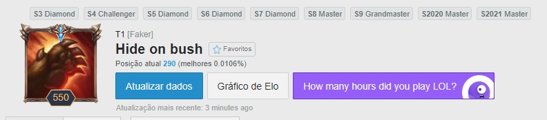 Imagem para ilustrar os elos que Faker terminou cada temporada 