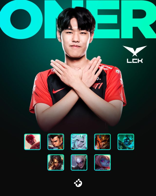 Imagem dos campeões usados por Oner na Fase Regular da LCK 2022