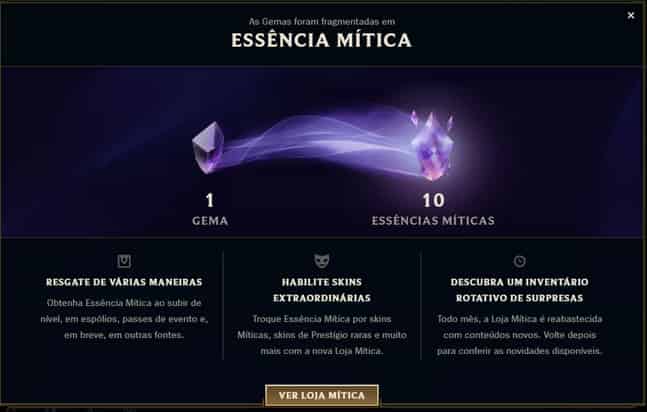 Imagem da Essência Mítica no LoL