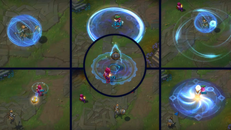 Imagem das atualizações visuais que a campeã Orianna, do LoL, receberá no pat 12.7