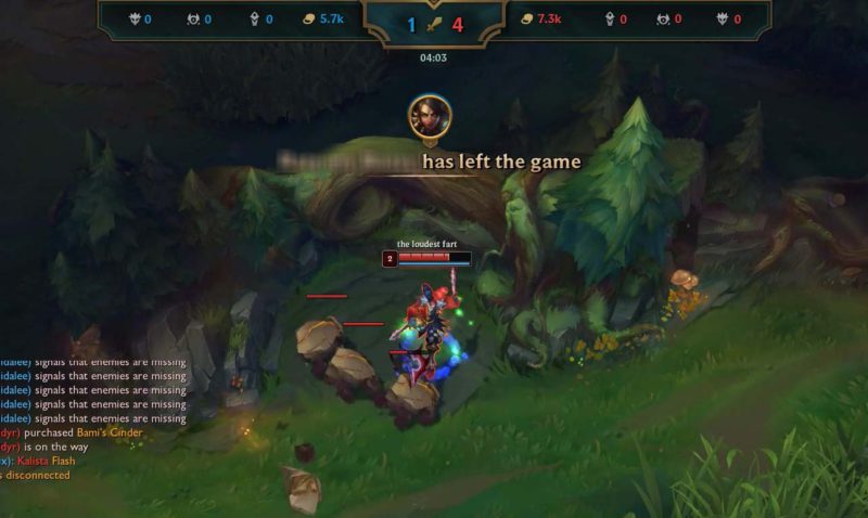 Imagem do Shaco fazendo a Nidalee desconectar do LoL