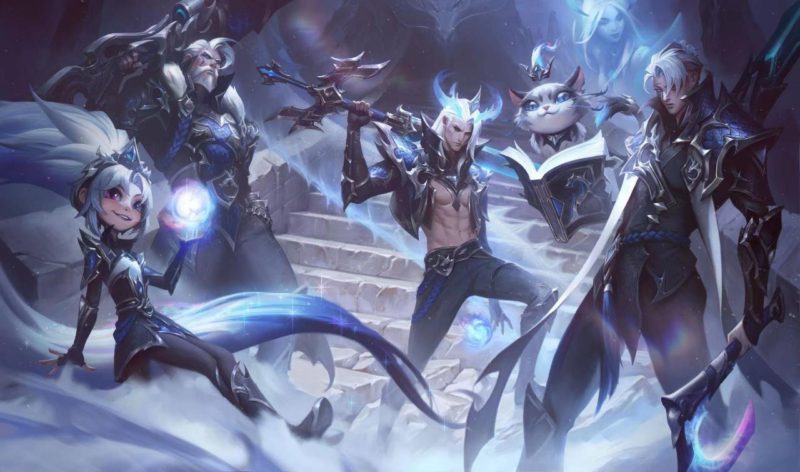 Imagem das skins EDG Worlds 2021 no LoL