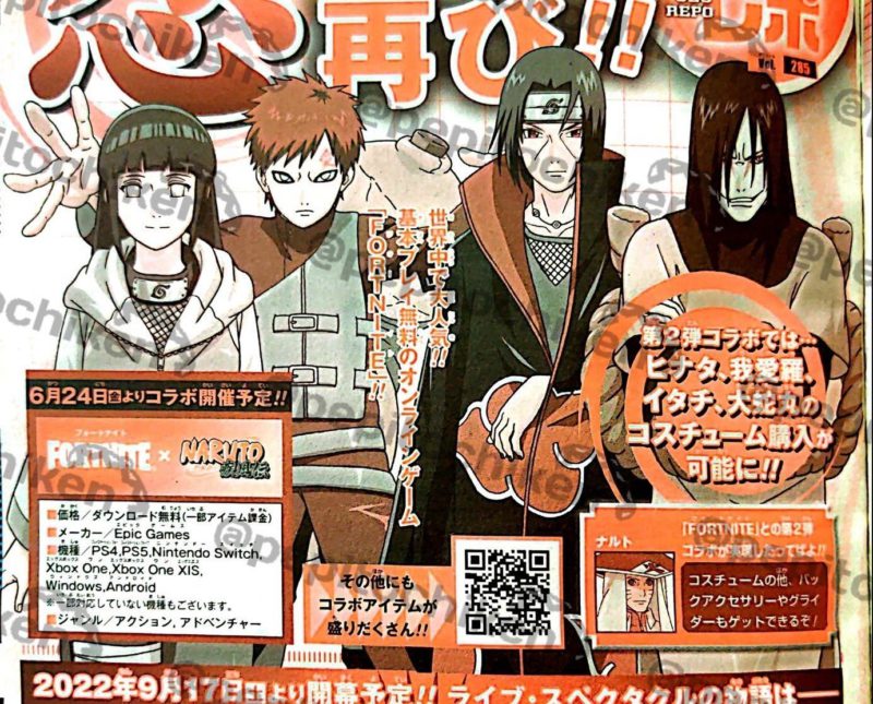 Nova leva de personagens da parceria entre Naruto e Fortnite