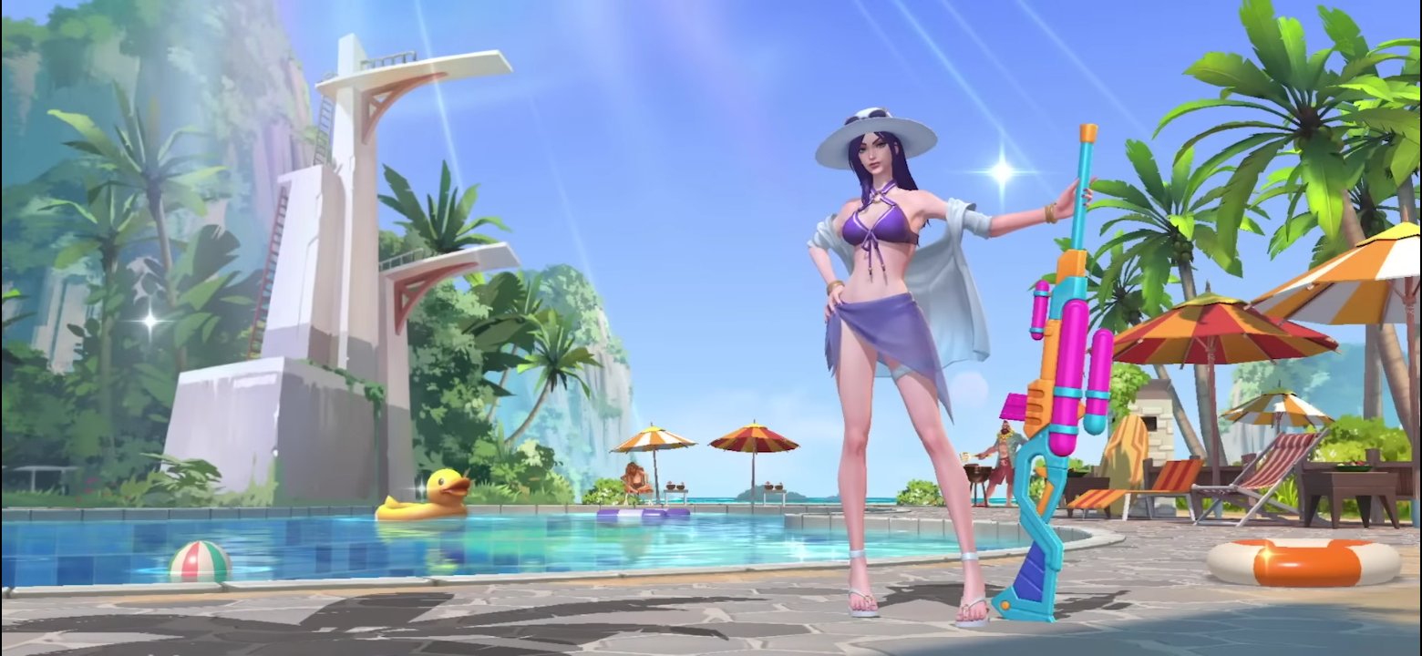 Imagem da skin Caitlyn curtindo o Verão no Wild Rift