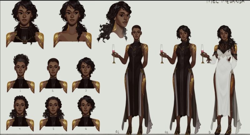 Imagem que mostra o rascunho de uma das personagens da série Arcane, do LoL