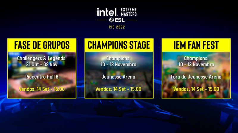 arte com informações dos ingressos da iem major rio 2022