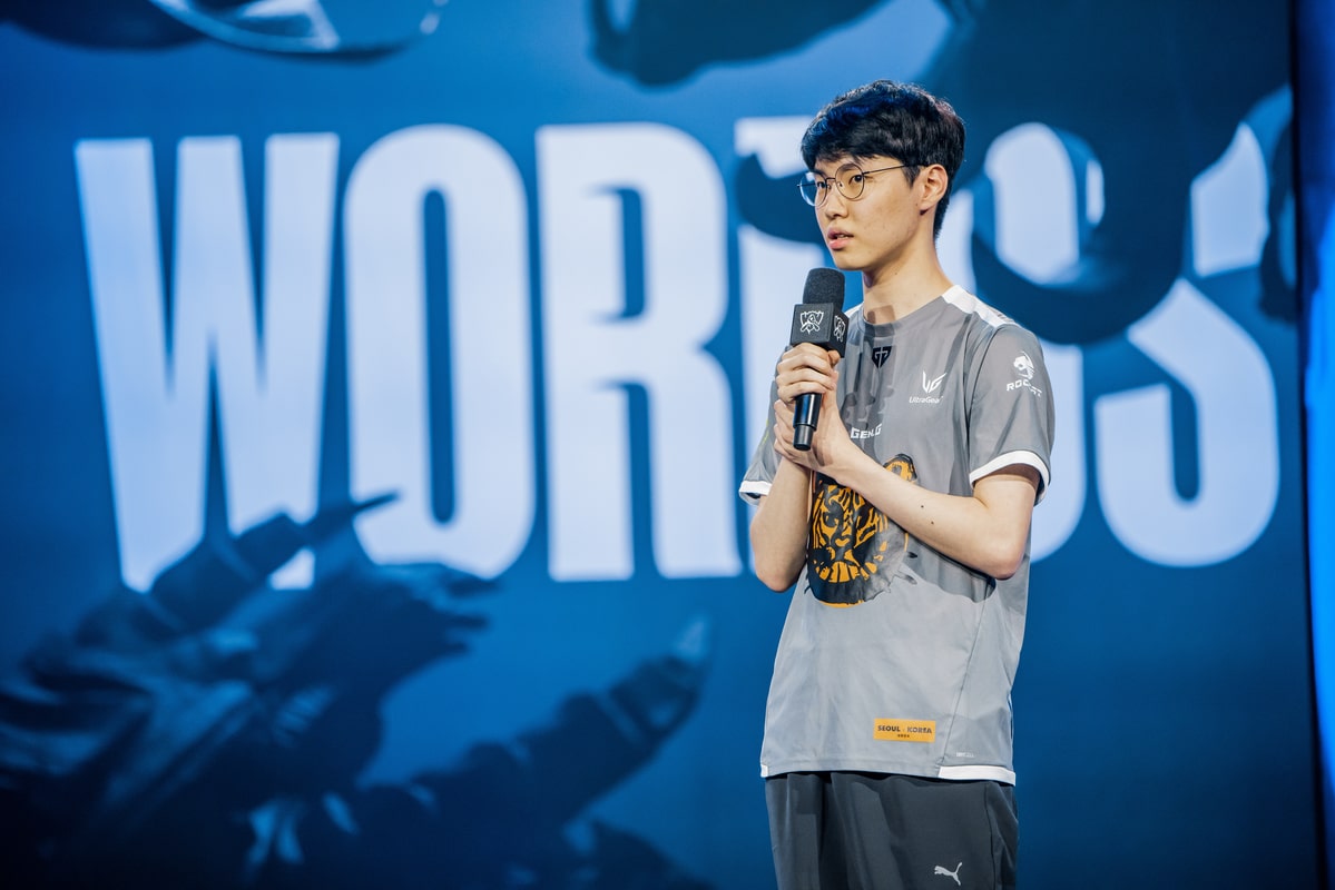 Imagem do Chovy no Worlds 2022, o mundial de LOL