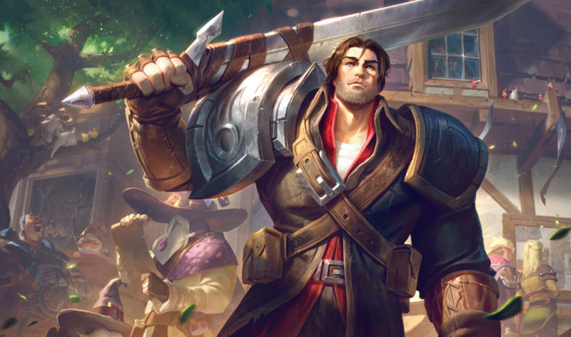 Imagem da nova arte da skin Garen Errante no LoL