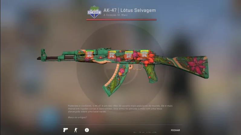Foto da skin AK-47 Lótus Selvagem do CS:GO