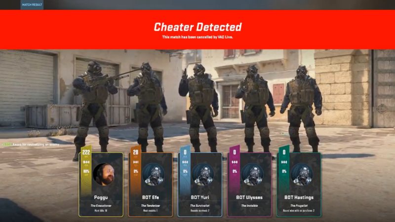 tela de cancelamento de partida por cheat no cs 2