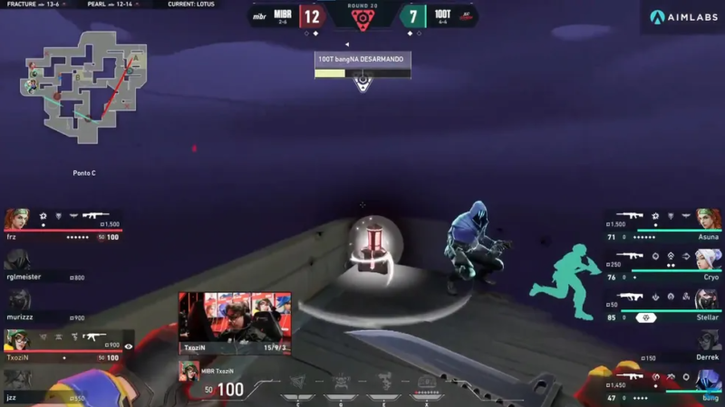 Foto do momento da kill de TxoziN pelo MIBR no VCT Americas 2023
