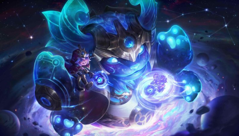 Imagem da skin Nunu Cosmico, uma das skins cósmicas do LoL
