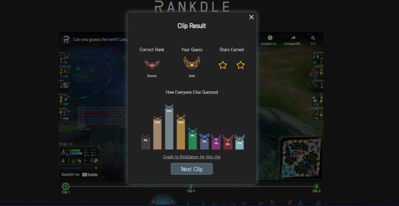 Imagem do minigame Rankdle no LoL