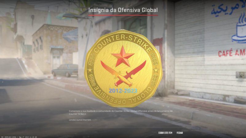 Medalha comemorativa ao CS:GO no CS2