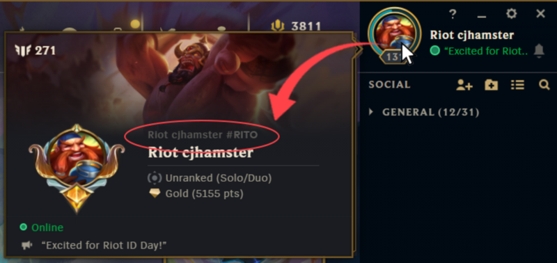Imagem de um Riot ID no LoL