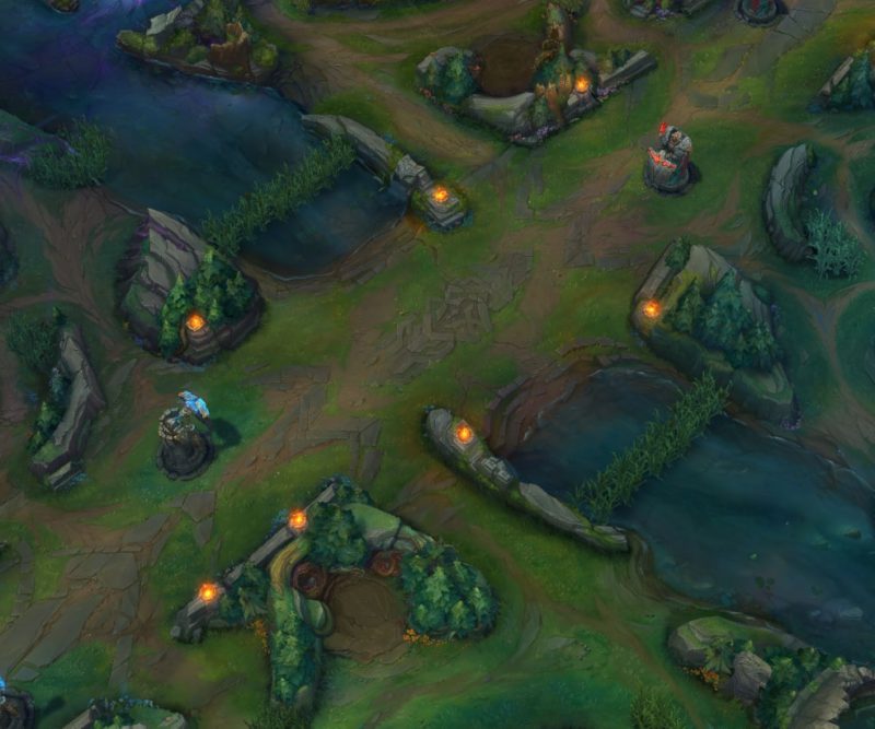 Imagem das mudanças de mapa no Mid do LoL para a Temporada 2024