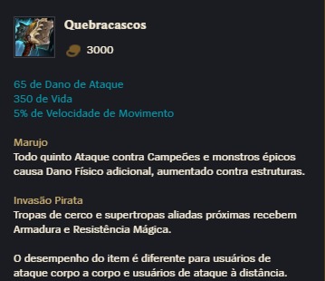 Na foto, o item Quebracascos