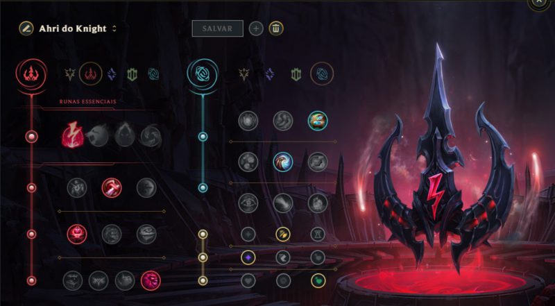 Na foto, as runas de Ahri do Knight, mid-laner da BLG