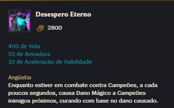 Na foto, o item Desespero Eterno