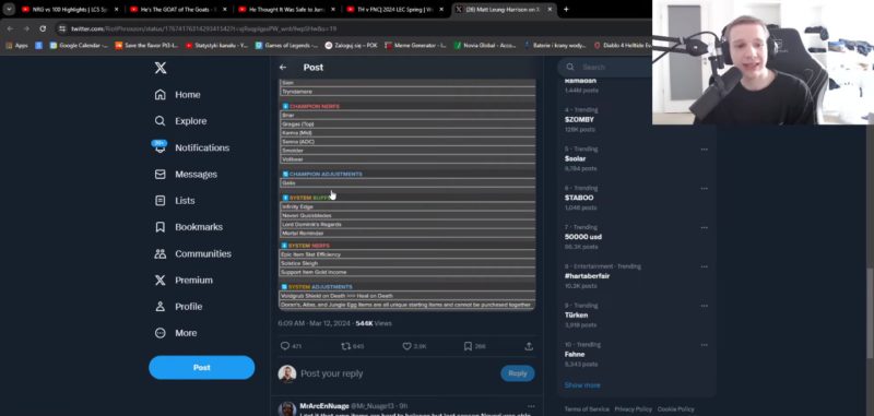 Na foto, Jankos durante sua live