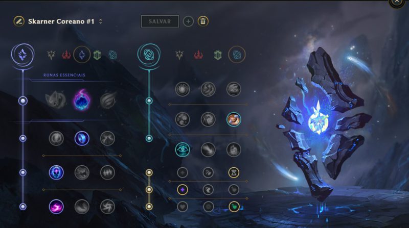 Na foto, uma das runas do Skarner Coreano