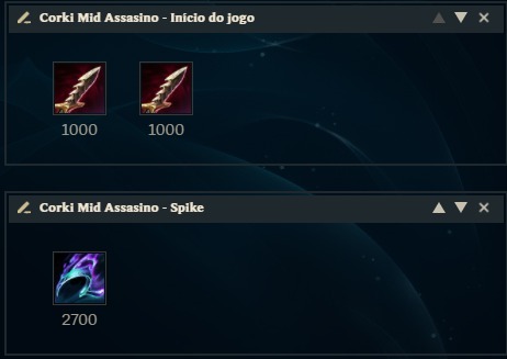 Na foto, a build do Corki Mid Assassino