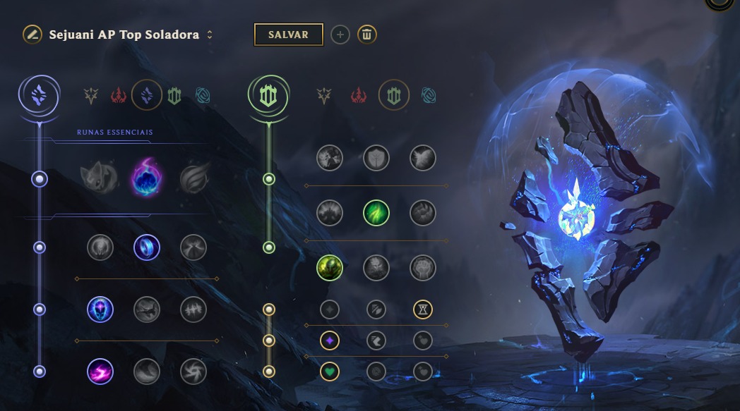 Na foto, as runas da Sejuani Top soladora