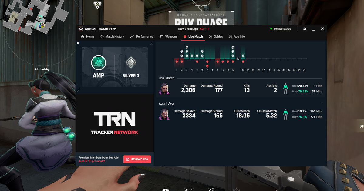 Imagem do uso do VALORANT Tracker