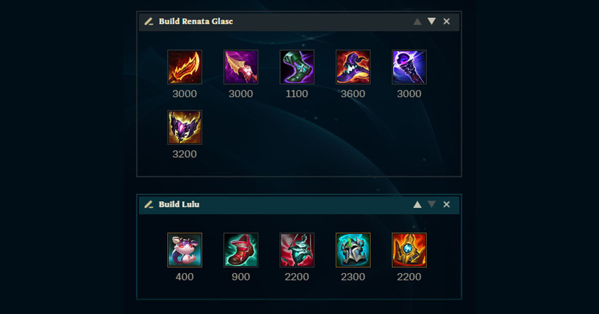 Imagem da build da REnata Glasc e Lulu no LoL