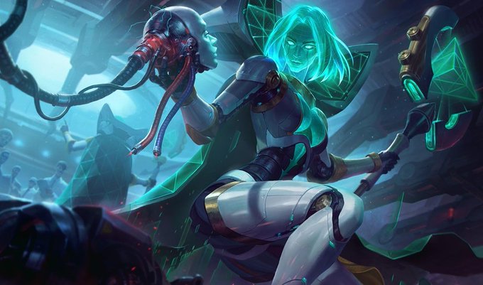 Imagem da skin Leblanc cibernética após rework