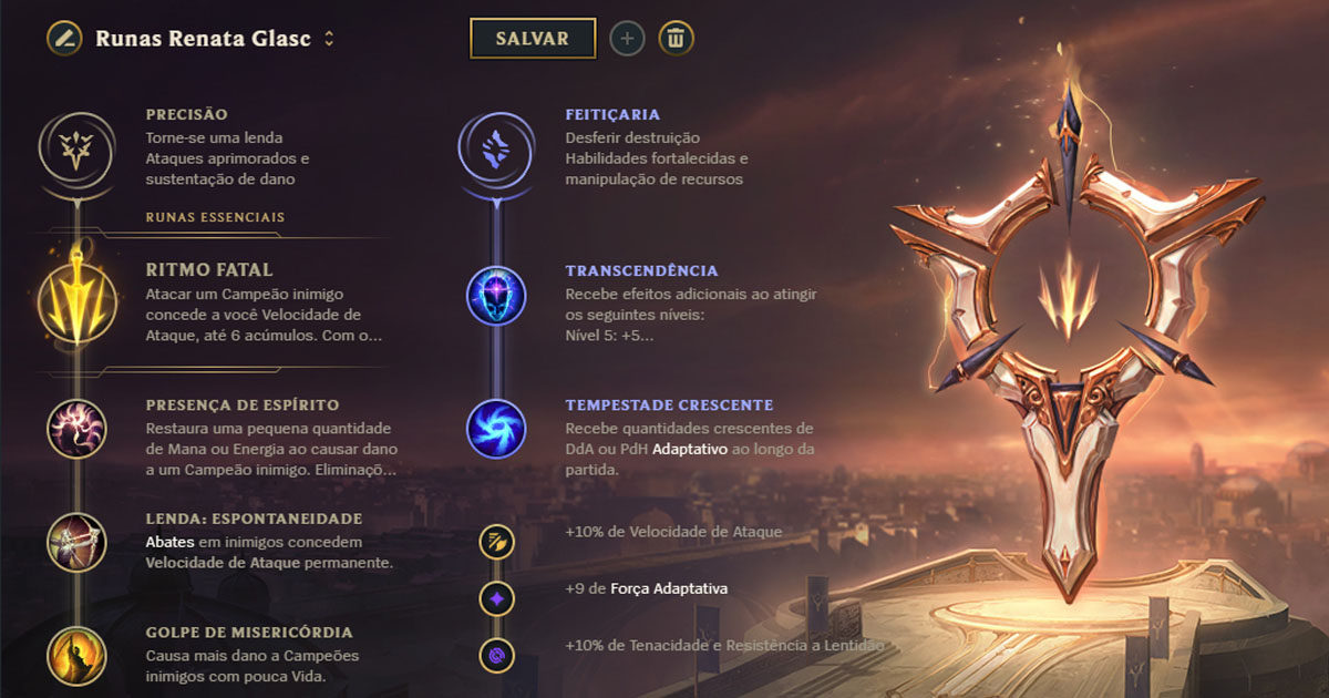 Imagem das runas da Renata Lulu no LoL