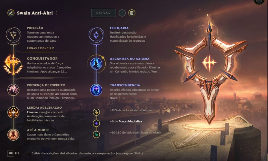 Na foto, as runas do Swain