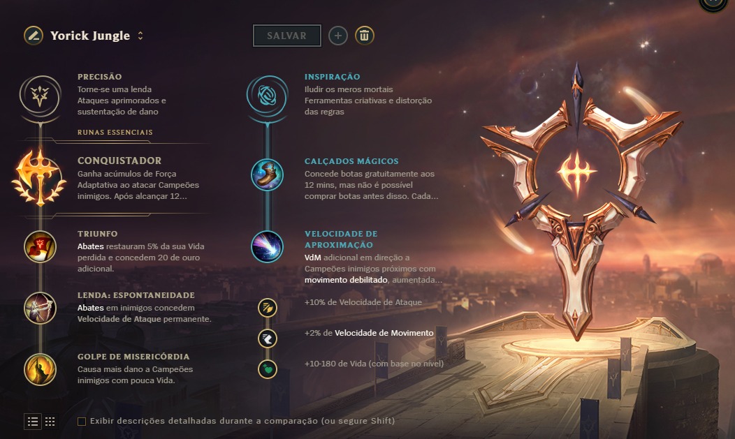 Na foto as runas do Yorick após o mini-rework