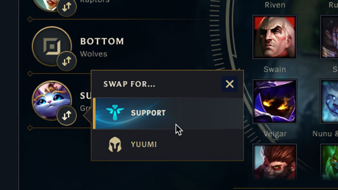 Imagem do recurso de troca de lanes do LoL