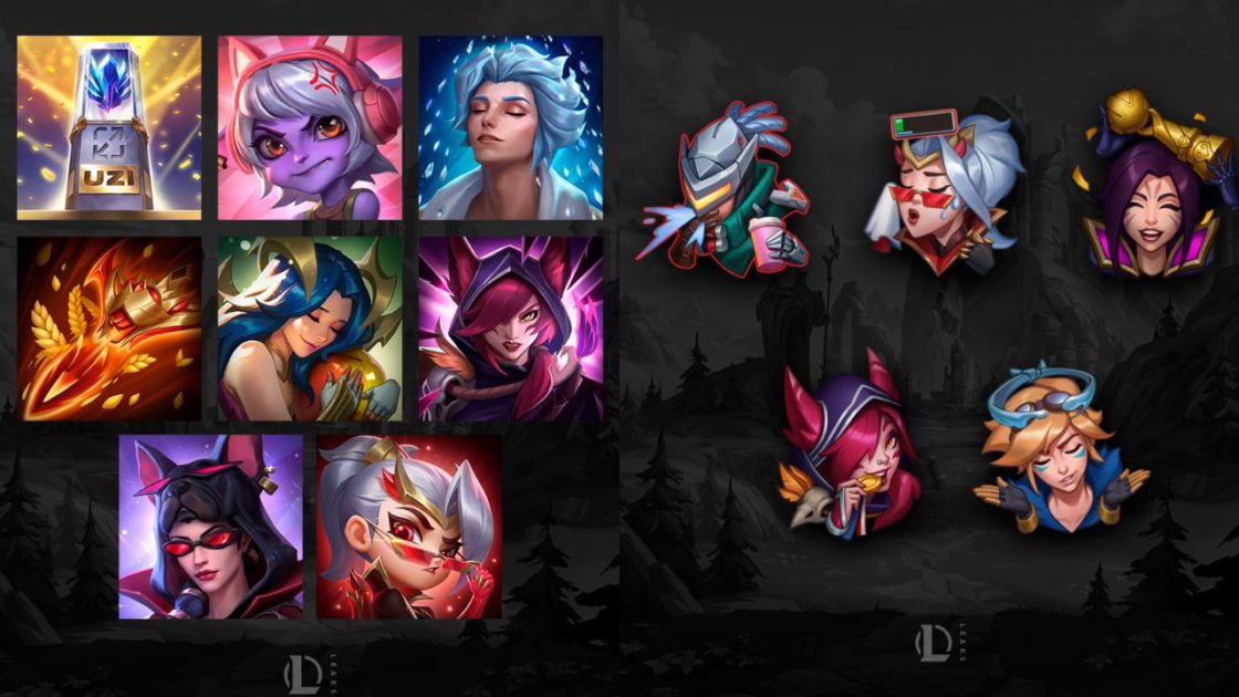 Na foto, os emotes e ícones da Hall of Legends Uzi