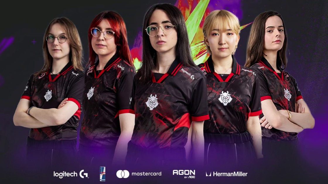 Na foto, o elenco da G2 Hel, elenco feminino de League of Legends da G2