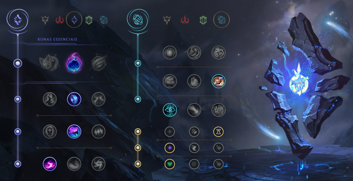 Imagem das runas do Fiddlesticks Suporte.