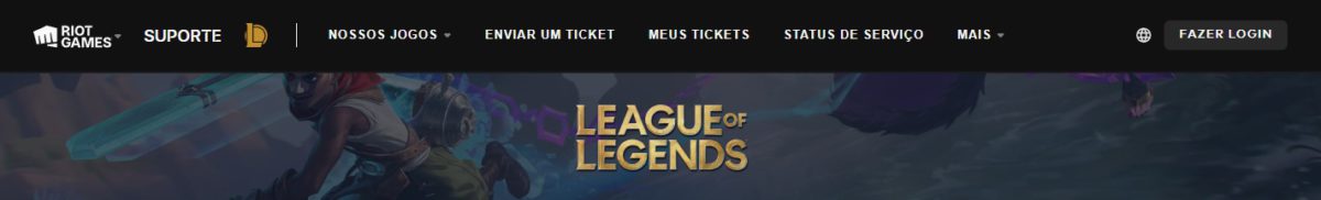Foto da página de Tickets" para achar seu ticket no LoL